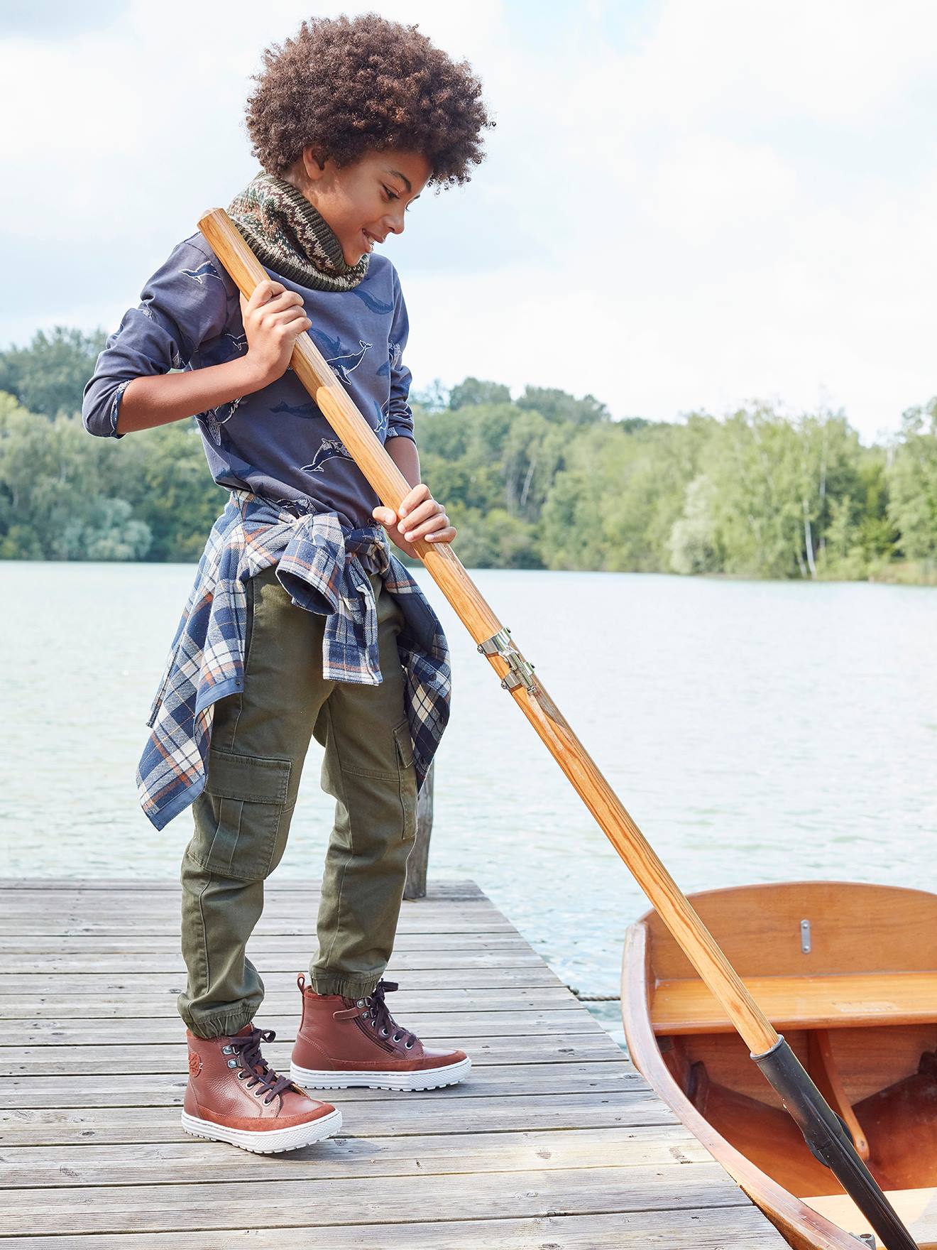 Pantalon battle garçon facile à enfiler navy
