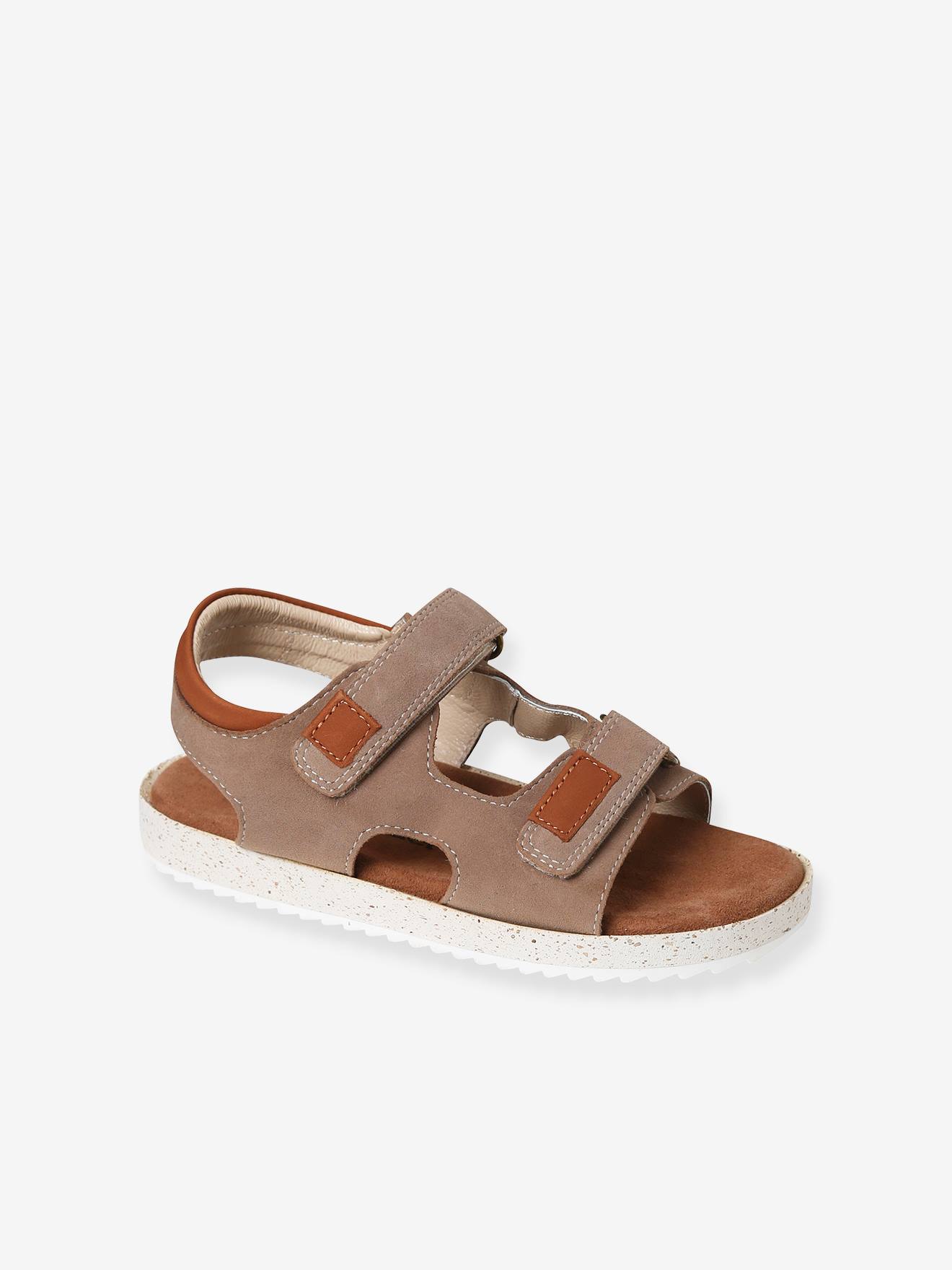 Sandales anatomiques cuir garçon taupe