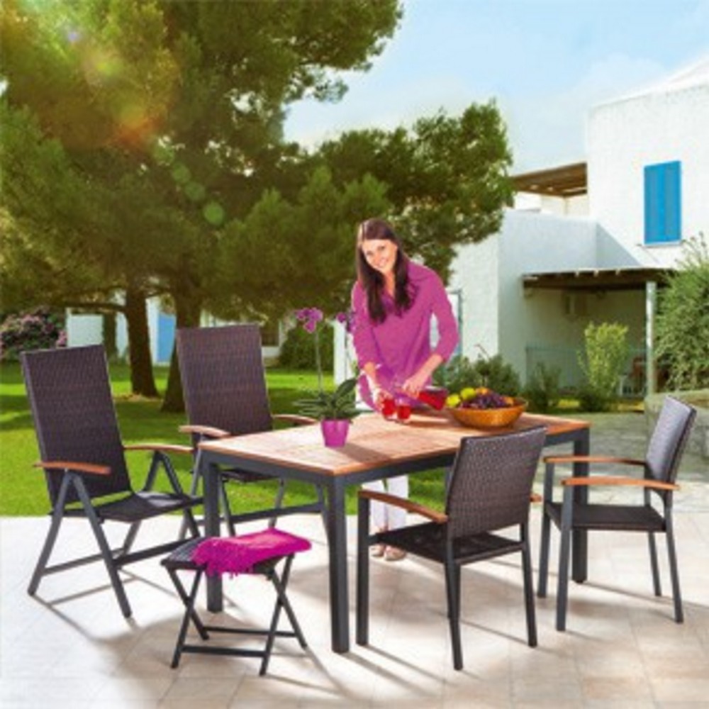 Solax Sunshine Alu-Gartentisch mit Holzplatte GENUA - Braun SE