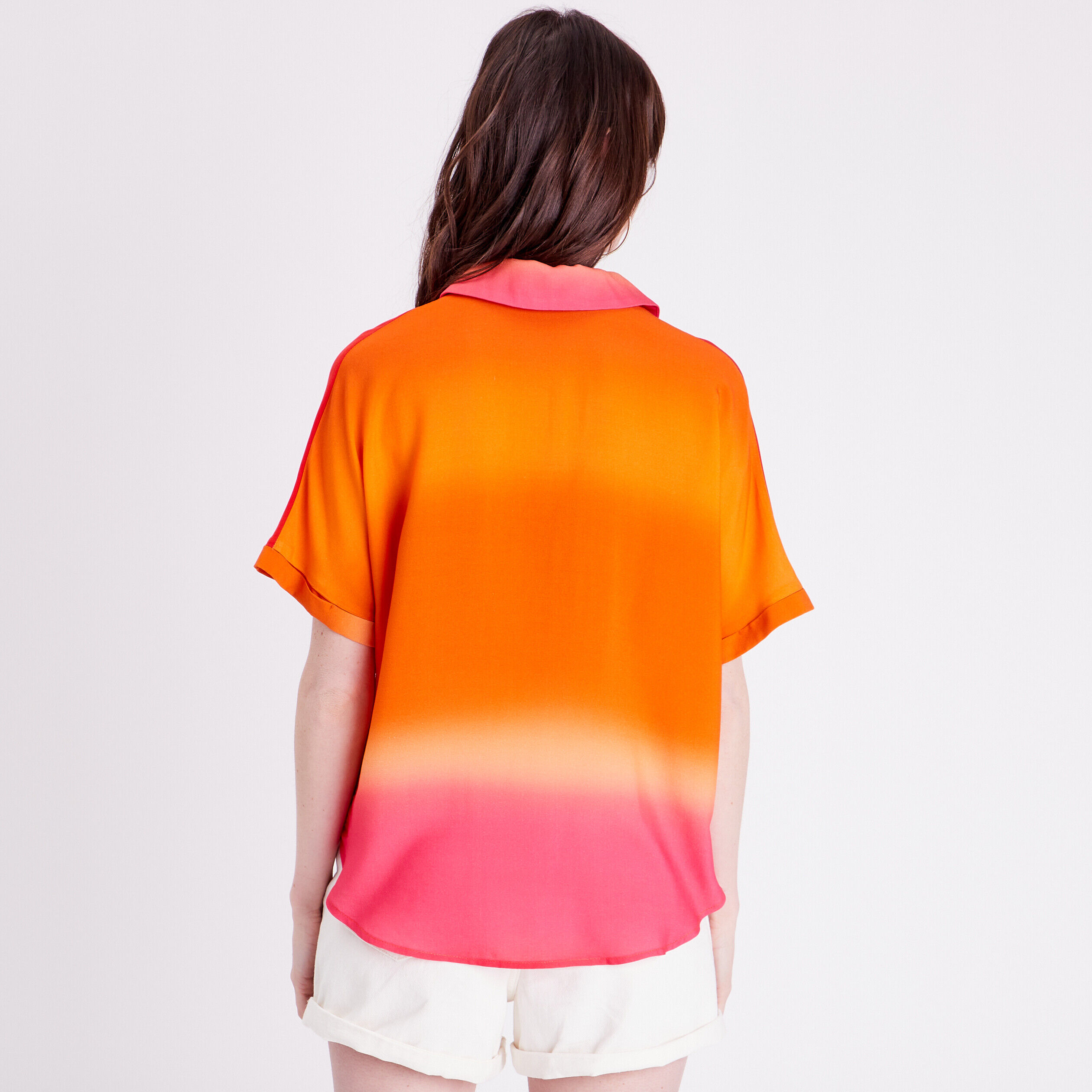 Chemise manches courtes orange femme | Cache Cache