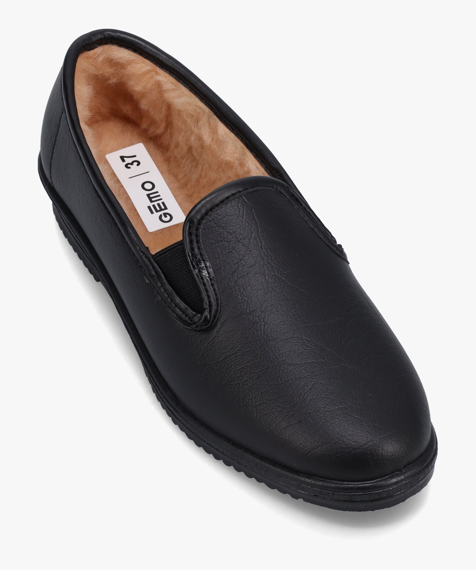 Mocassins femme confort fourrés sans lacets noir | GEMO