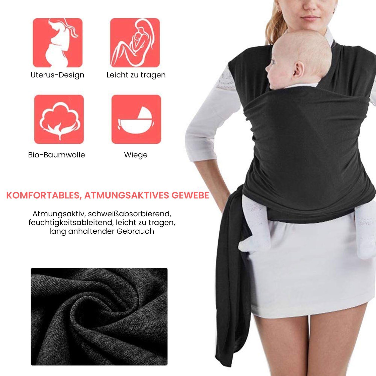 TOPMELON Tragetuch Babytragetuch, Neugeborenes elastisches Tragetuch