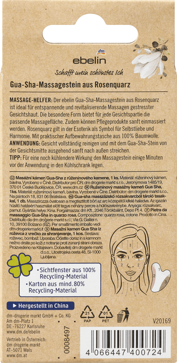 Gua Sha Y-Stein Rosenquarz, 1 St