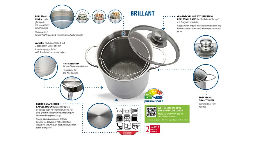ELO Spargeltopf Brilliant Ø 16cm silber