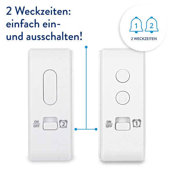 Digitaler DCF-Funkwecker, quadratisch, weiß