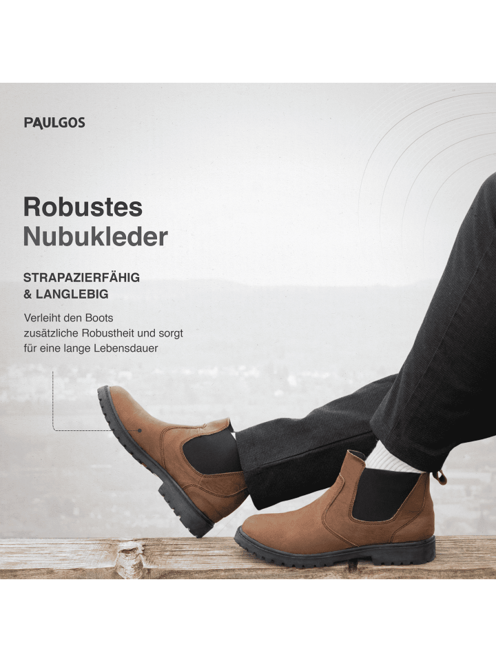 PAULGOS Herren Chelsea Boots, Stiefeletten, Schuhe in Dunkelbraun günstig kaufen
