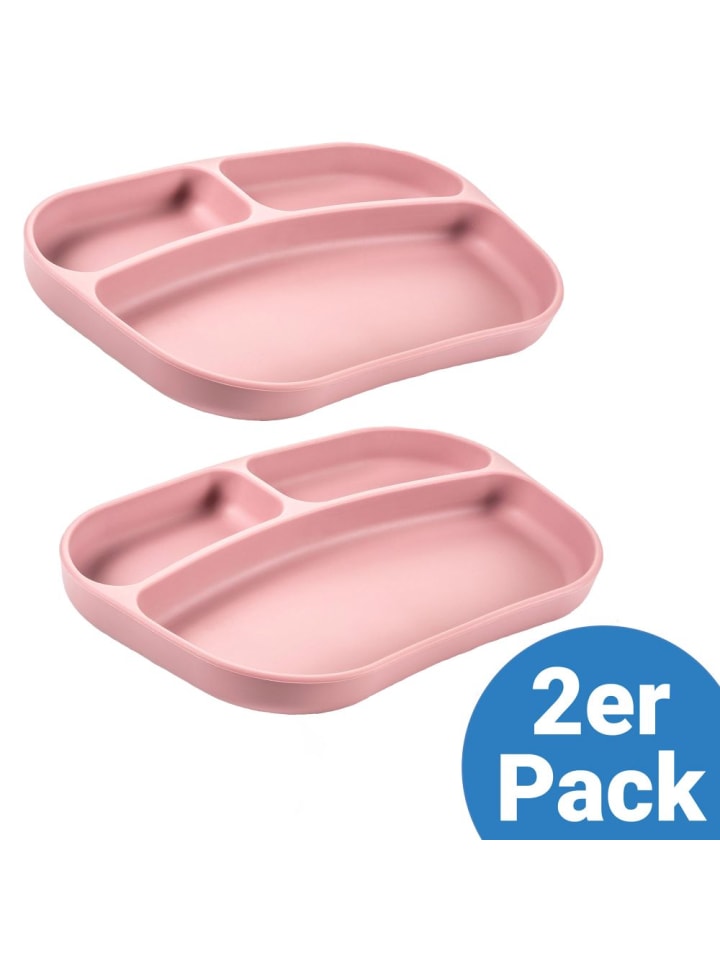 MiaMia Esslern-Teller aus Silikon 2er Pack - Rose in rosa günstig kaufen onesize