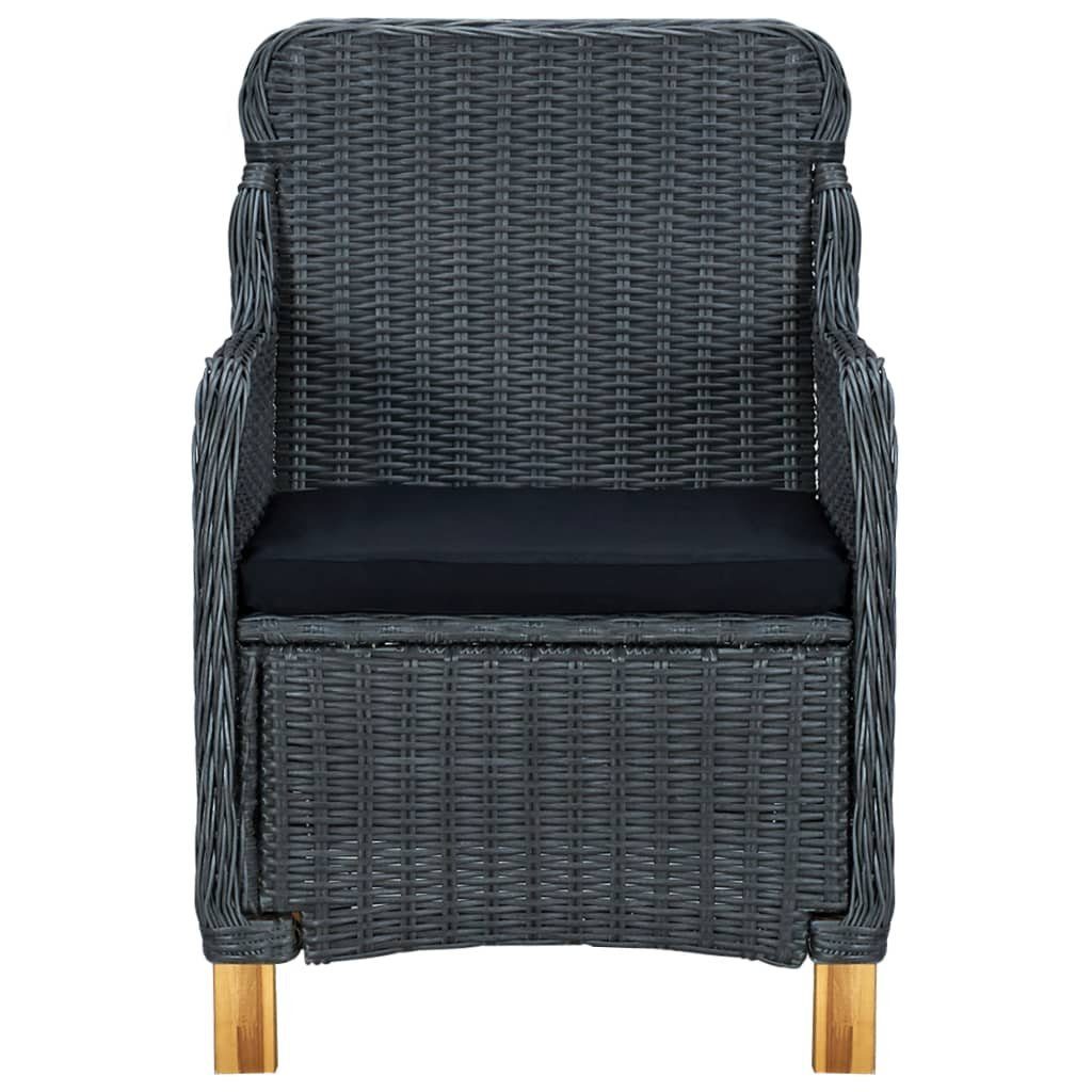 vidaXL Gartenstuhl Gartenstühle mit Kissen 2 Stk. Poly Rattan Dunkelgrau (2 St)
