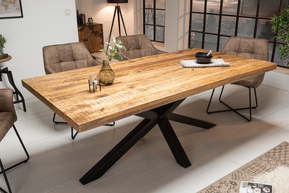 riess-ambiente Esstisch GALAXIE 160cm natur / schwarz, Massivholz · Sternen-Gestell · Industrial · Mangoholz