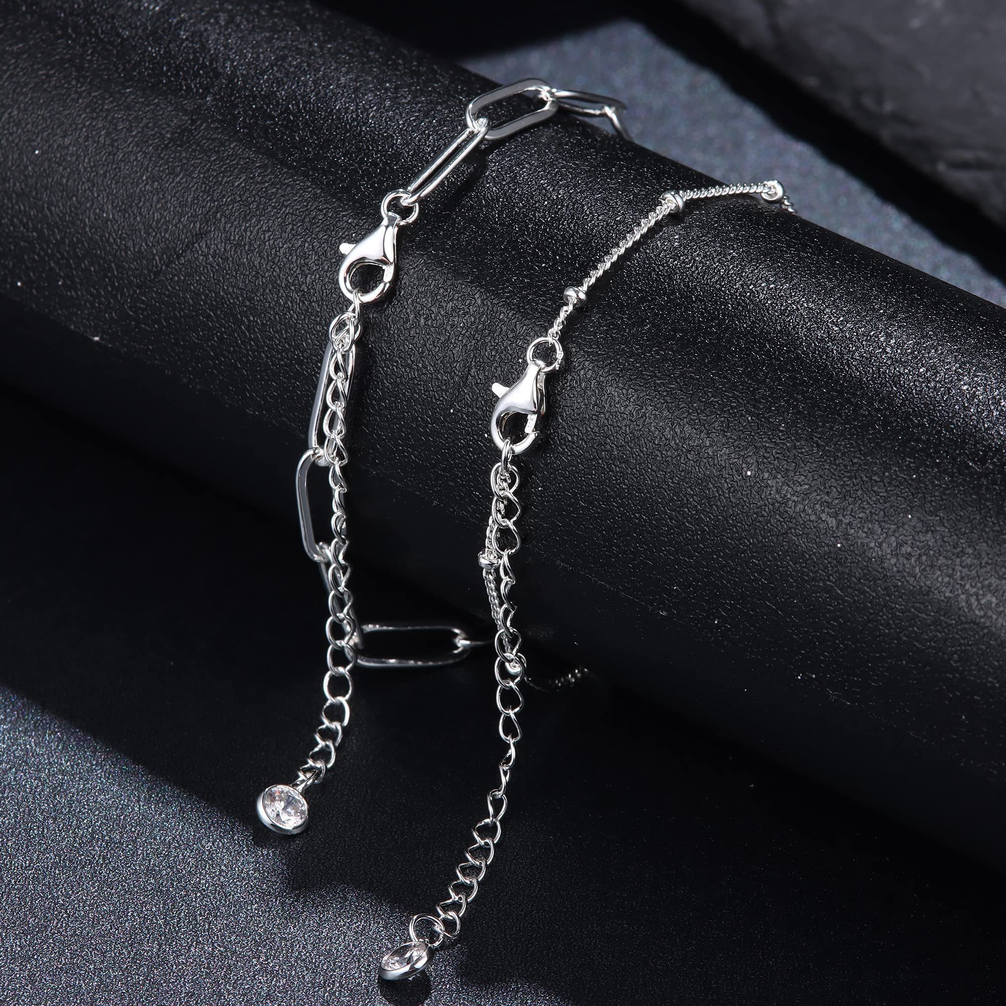 POCHUMIDUU Armband Armband Silber 925 für Damen Schließe Büroklammer Kette Armbänder, Armband Verstellbare Armbänder für Frauen