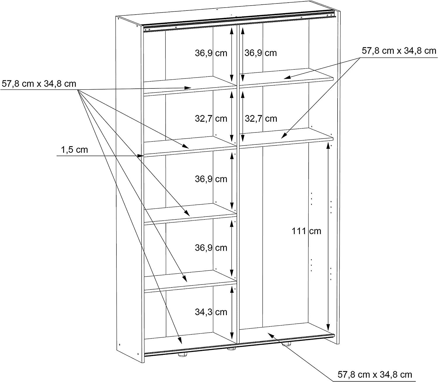 Forte Möbel Mehrzweckschrank Schwebetürenschrank Mehrzweckschrank OZZULA Old Wood Vintage und Beton