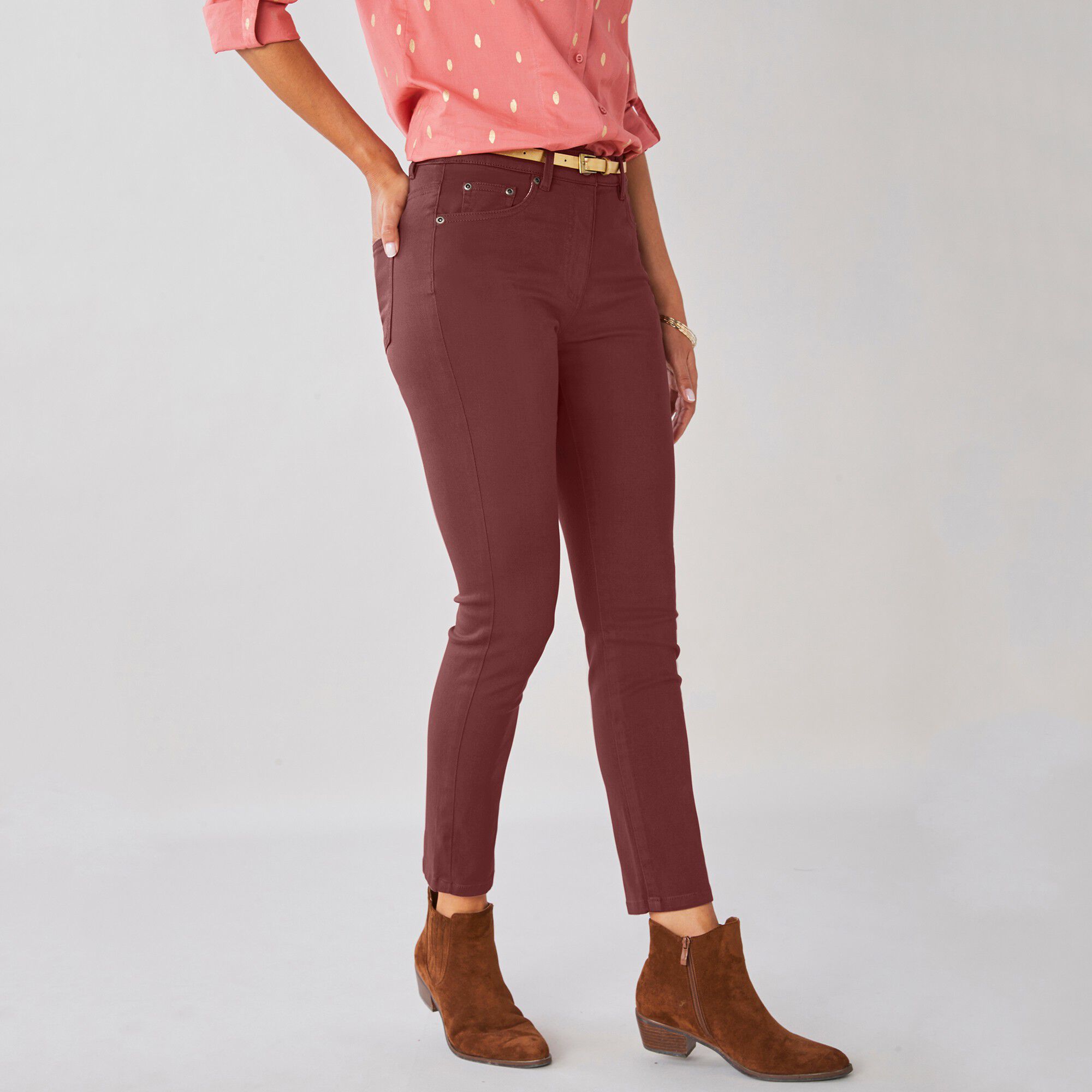Pantalon 7/8ème fuselé stretch uni