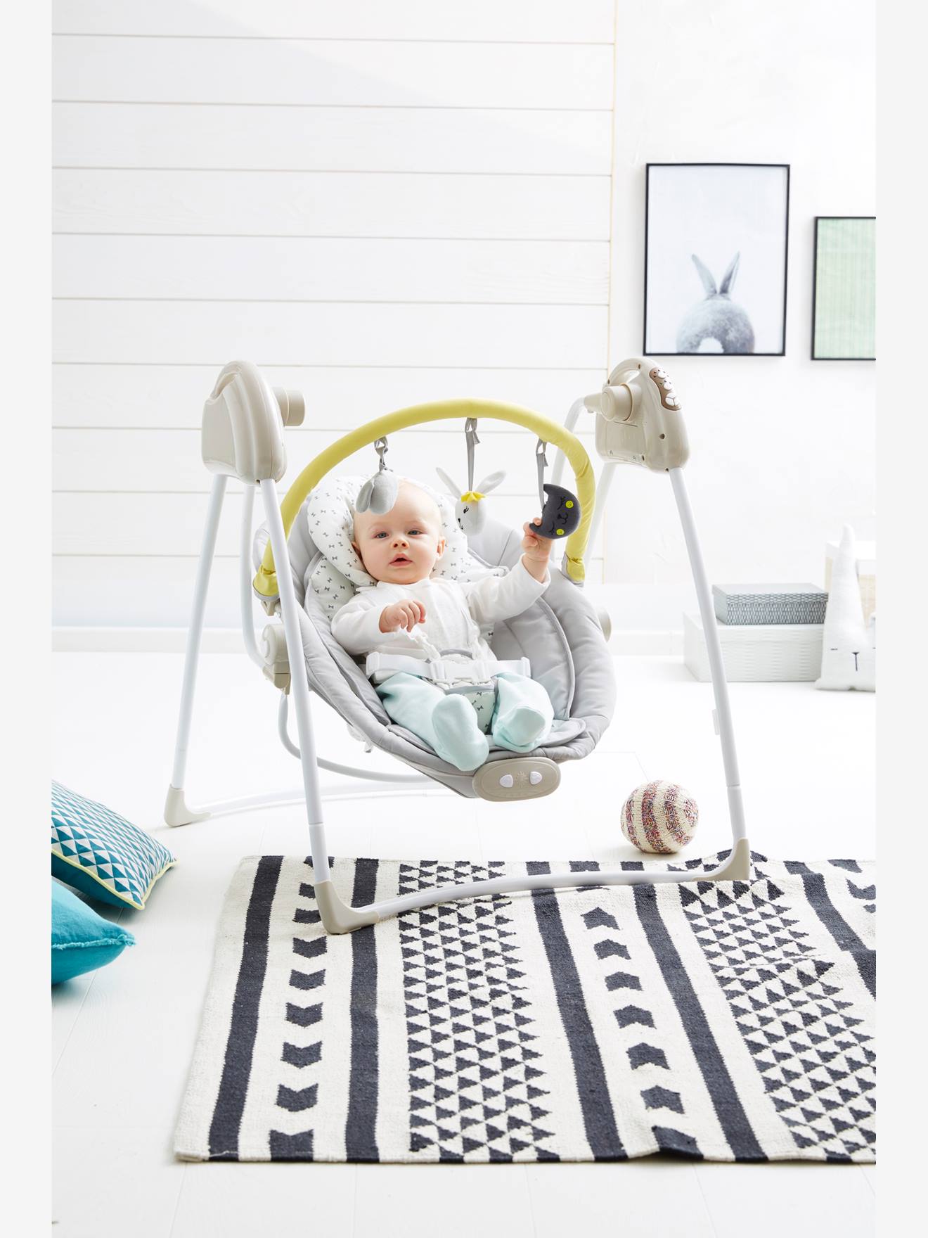Vertbaudet Babyschaukel mit Spielbogen MAGICMOUV - grau