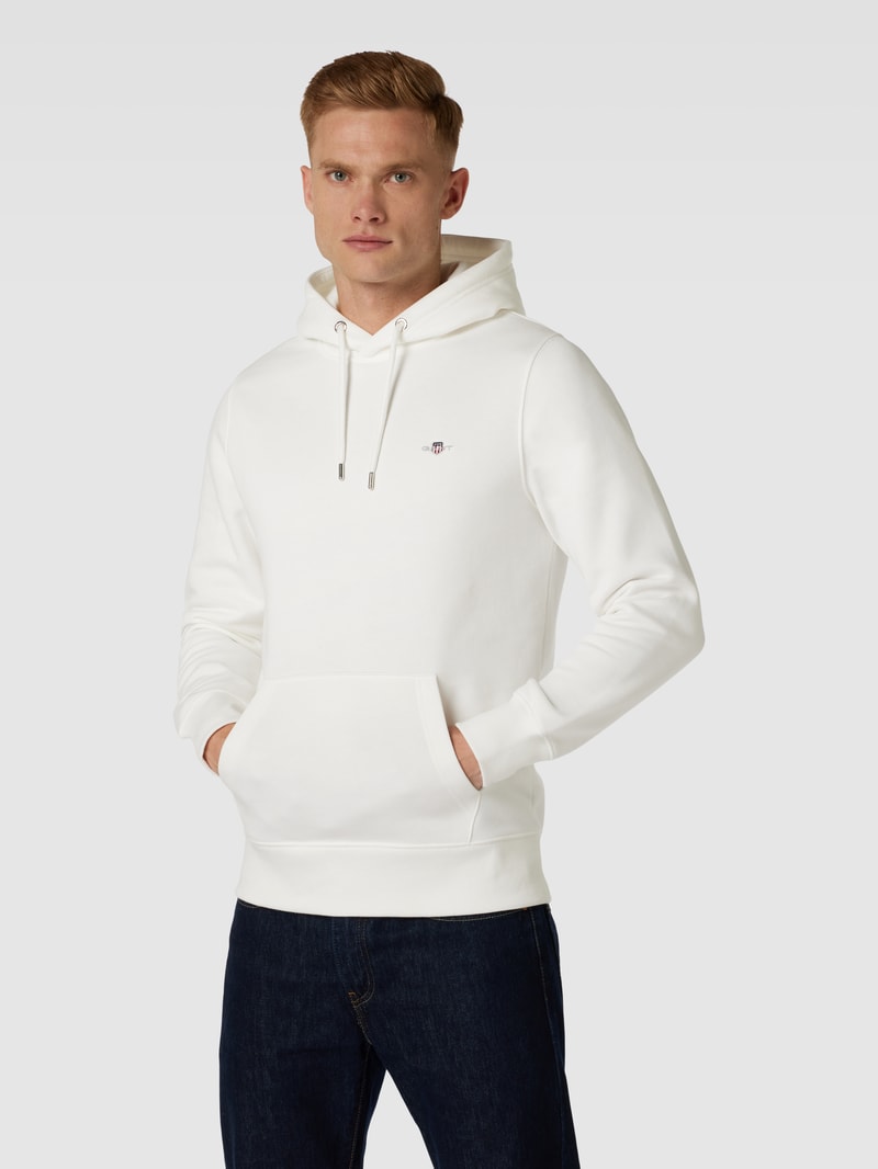 Hoodie mit Label-Stitching Modell 'SHIELD' in offwhite