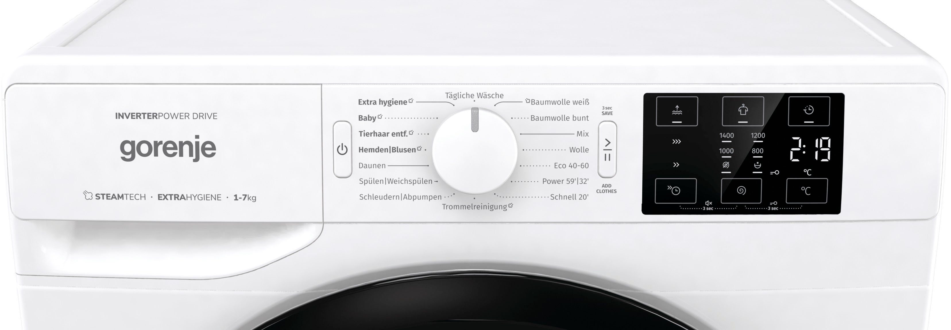 GORENJE Waschmaschine Wave NEI74SAP, 7 kg, 1400 U/min, nur 47 cm tief