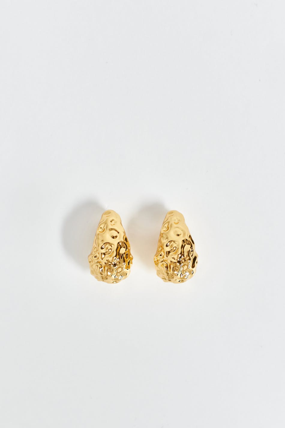 Crinkled gold drop earrings