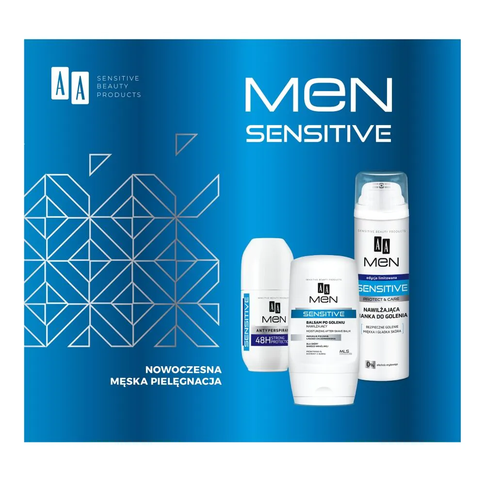 AA Men Sensitive Set: gel poslije brijanja + pjena za brijanje + antiperspirant