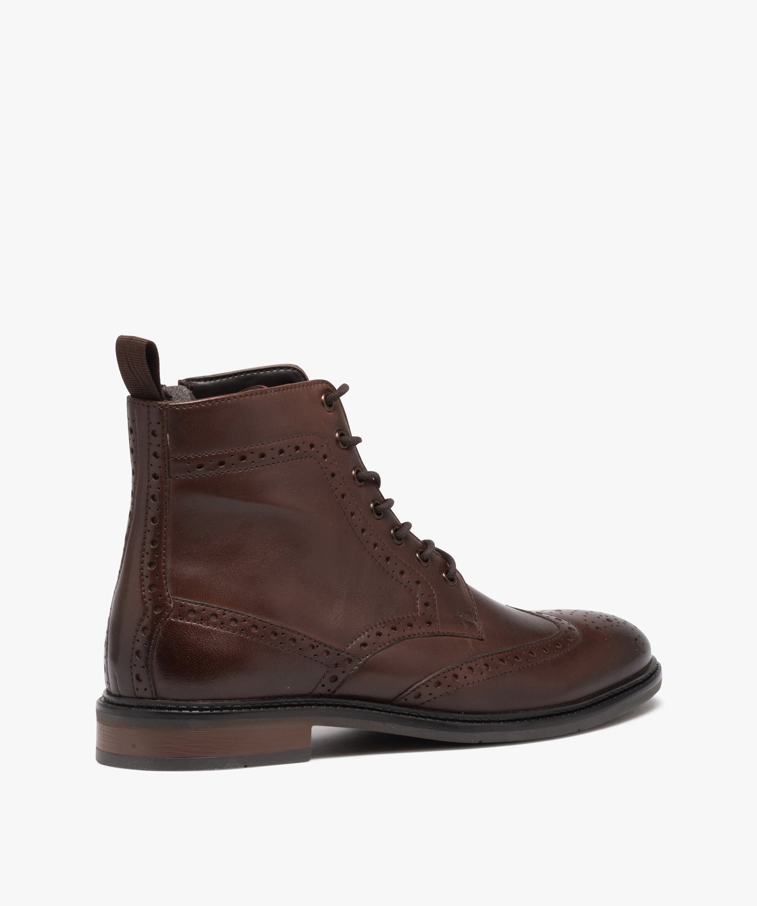 Boots homme dessus en cuir uni à bout fleuri - Taneo marron | GEMO