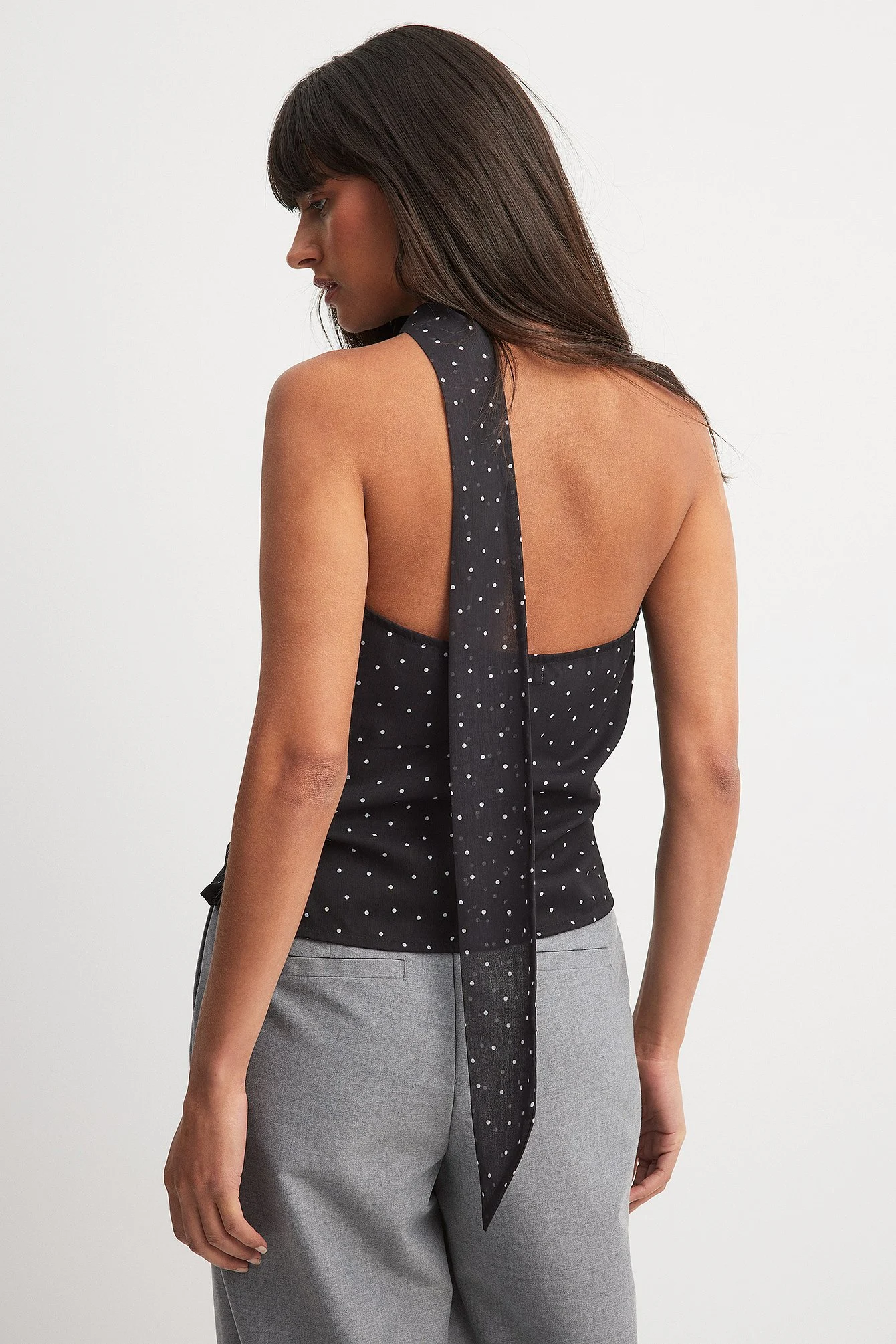 Chiffon-Halterneck-Oberteil mit Print