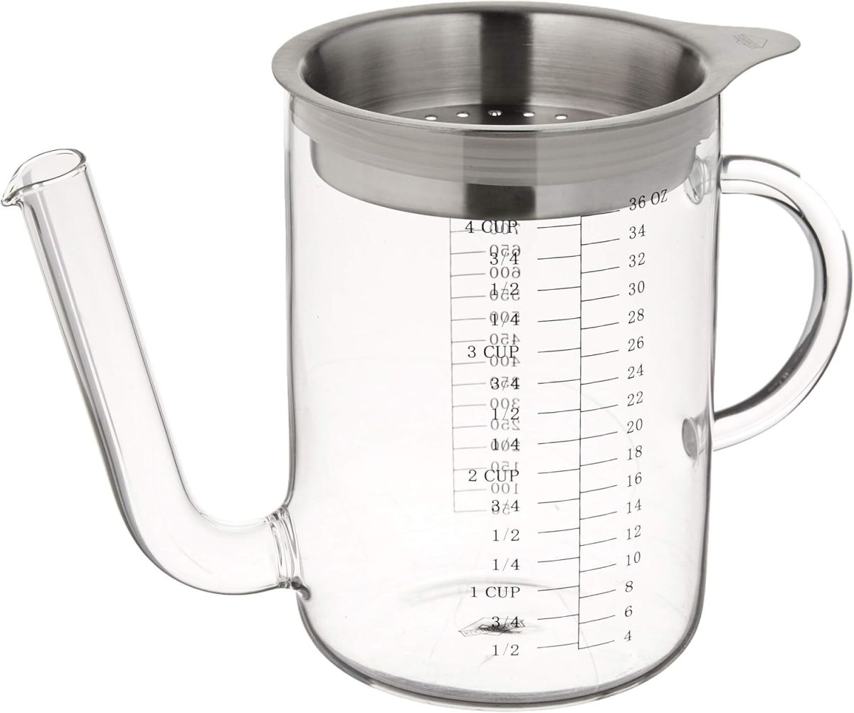Küchenprofi Fett-Trennkanne 1 Liter, Aus Glas & Rostfreiem Edelstahl