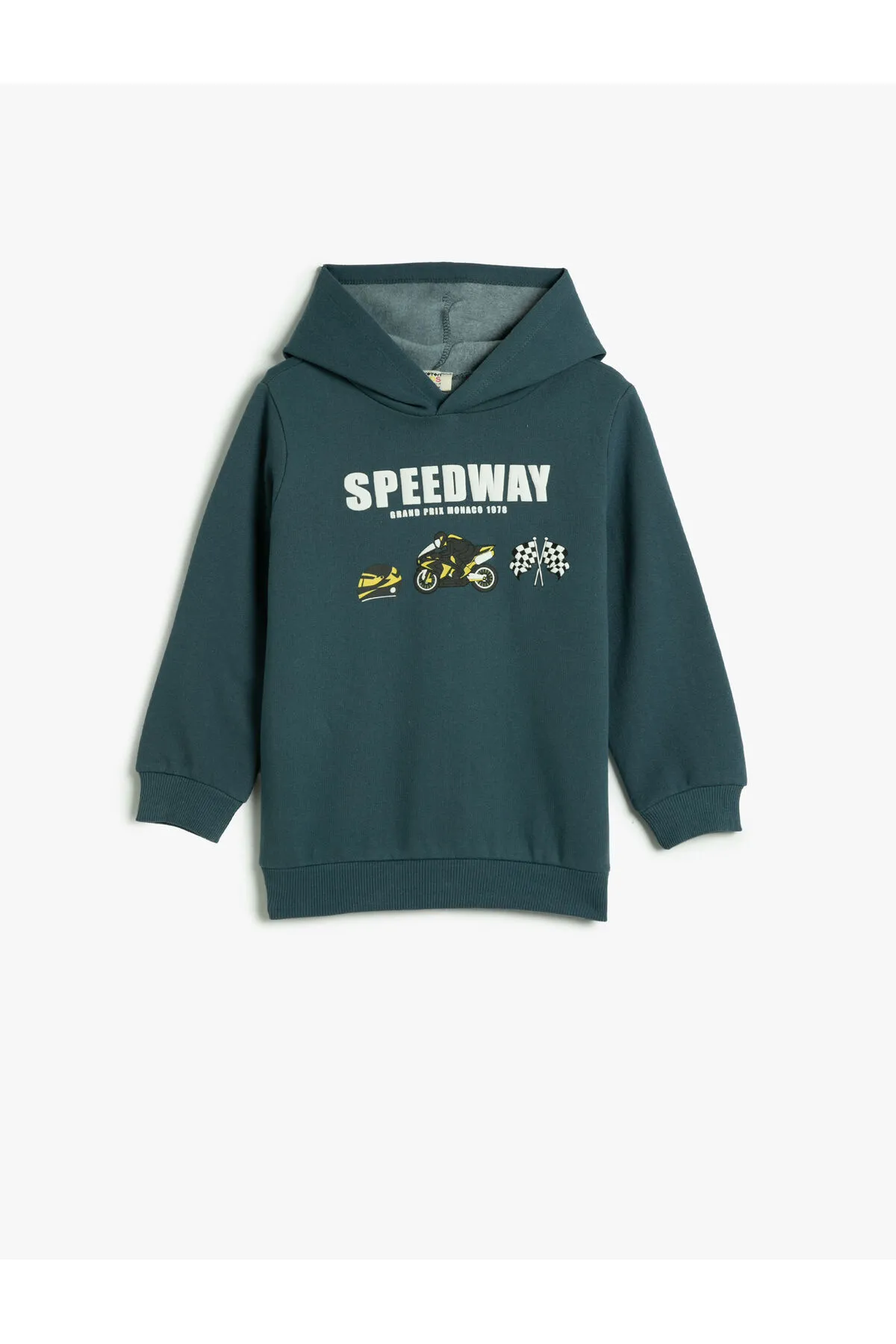 Koton  Kapuzen-Sweatshirt mit erhöhtem Motorrad-Aufdruck, langärmlig aus Baumwolle