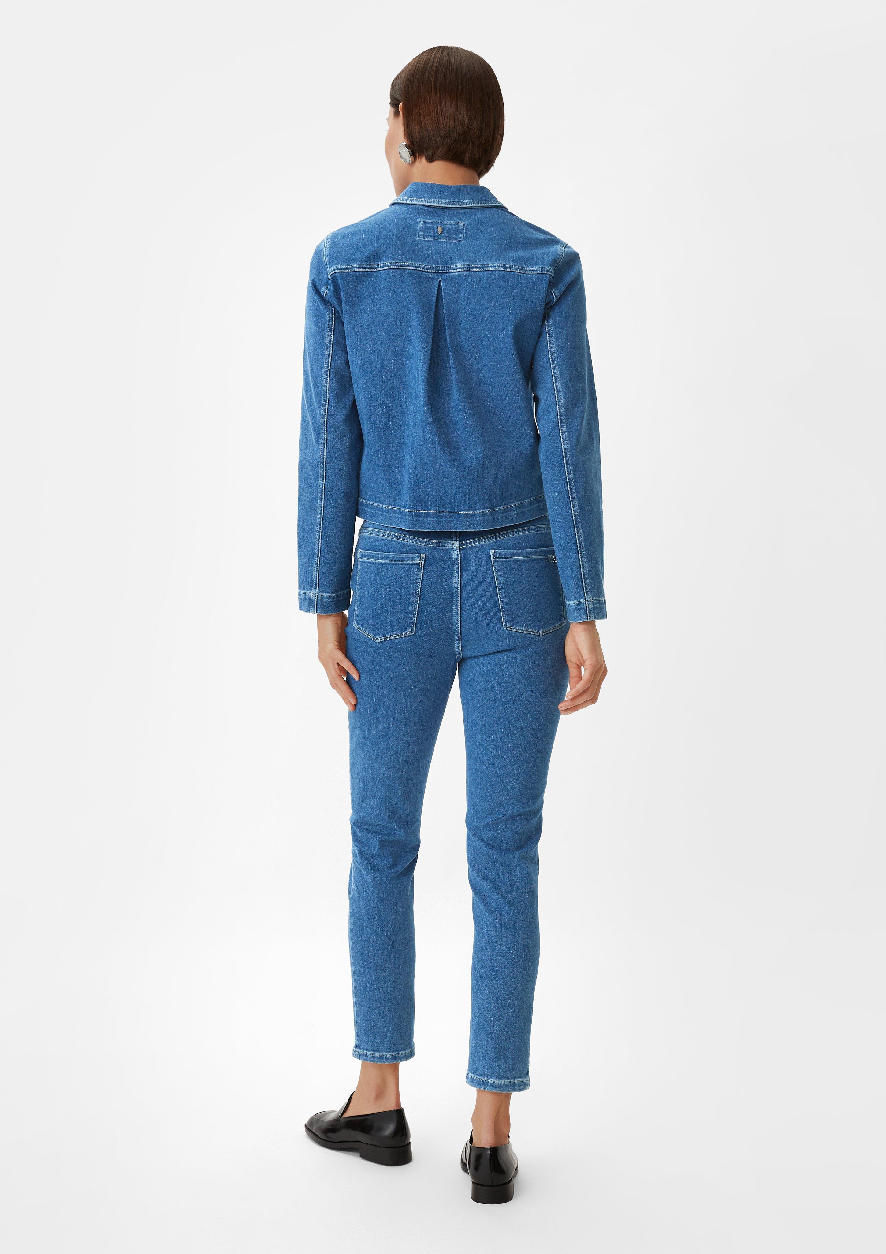 Jeansjacke aus Baumwollmix - blau