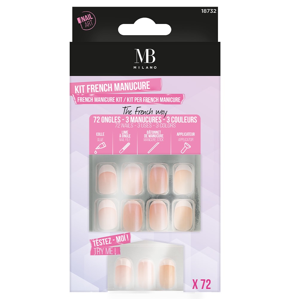 Mb Milano KIT DE 72 FAUX-ONGLES FRENCH FAUX-ONGLES