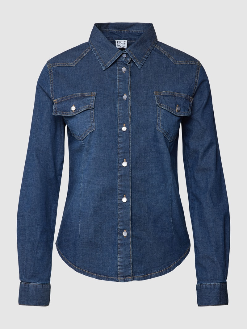 Hemdbluse aus Viskose in Denim-Optik in jeans
