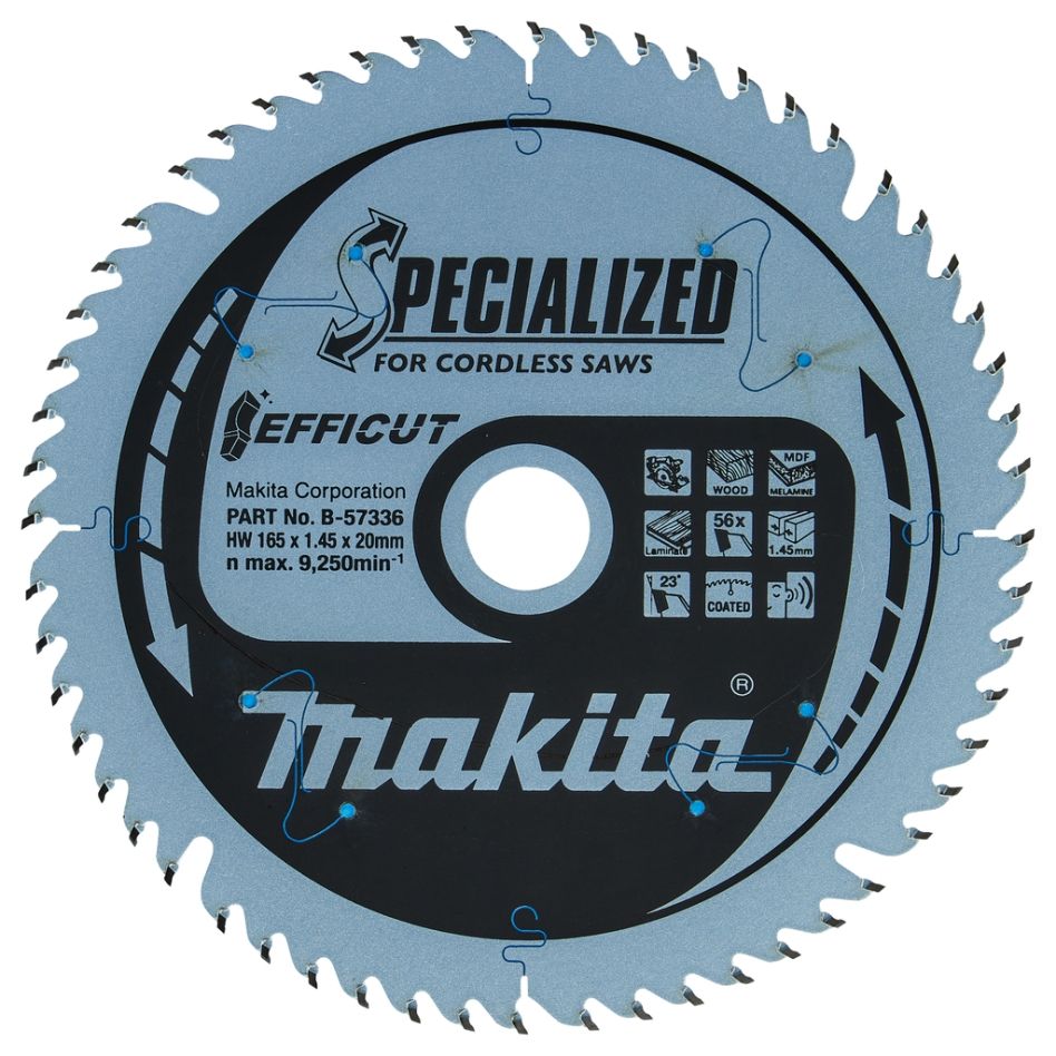 Makita priedai B-57336 Efficut HM pjūklo diskas 165 x 20 x 56T, storis 1 mm