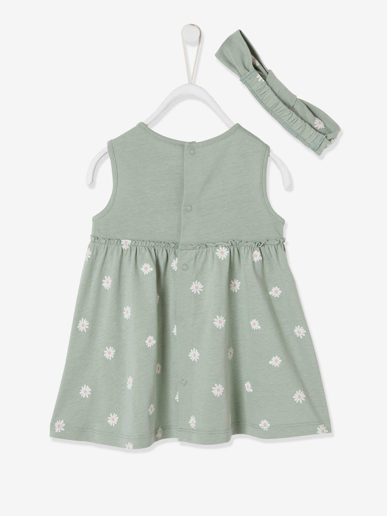 Robe et bandeau assorti bébé fille écru