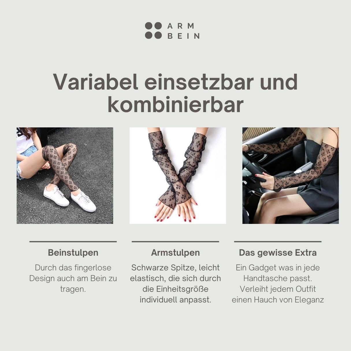 Berlinsel Armstulpen Beinstulpen für Damen schwarze Spitze Einheitsgröße (1 Paar) Eyecatcher für jedes Outfit