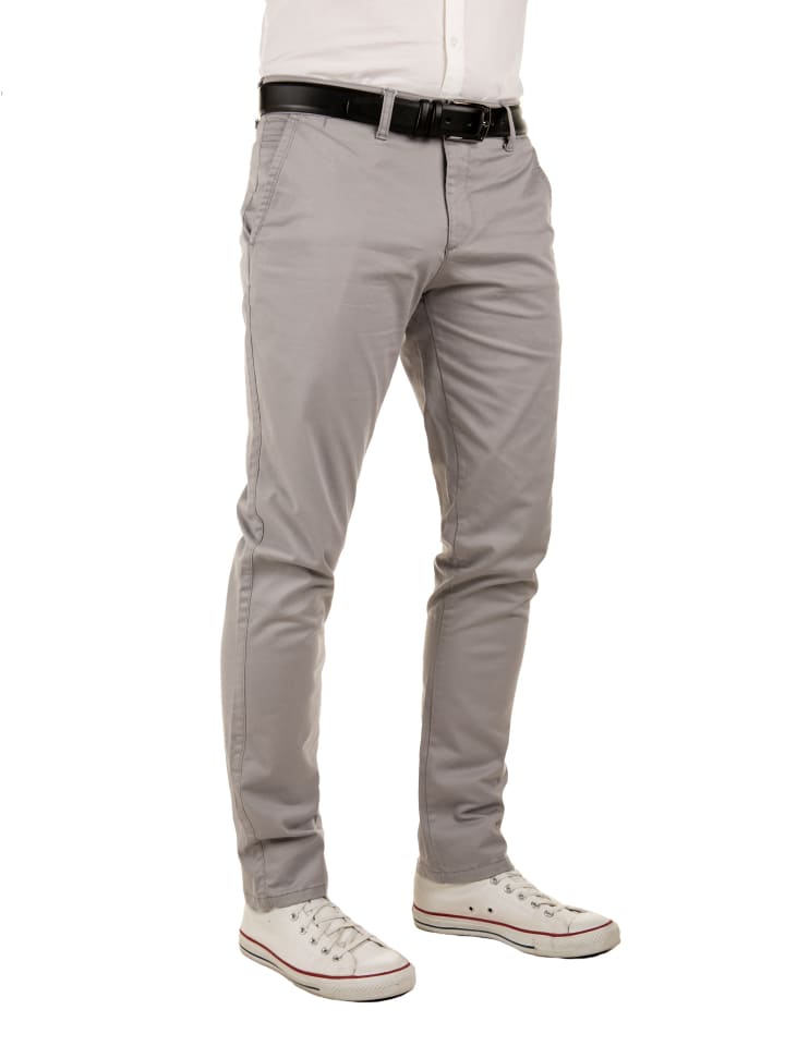 Yazubi Chinohose Dustin mit Gürtel in Hellgrau günstig kaufen