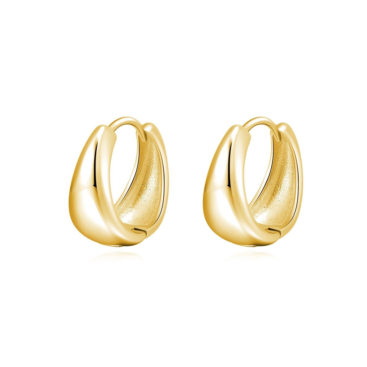 POCHUMIDUU Paar Ohrhänger 925 Silber Pin Drop Ohrringe (2-tlg., Drop Hoop Ohrringe Gold Chunky Hoop Ohrringe), für Frauen Teenager Mädchen