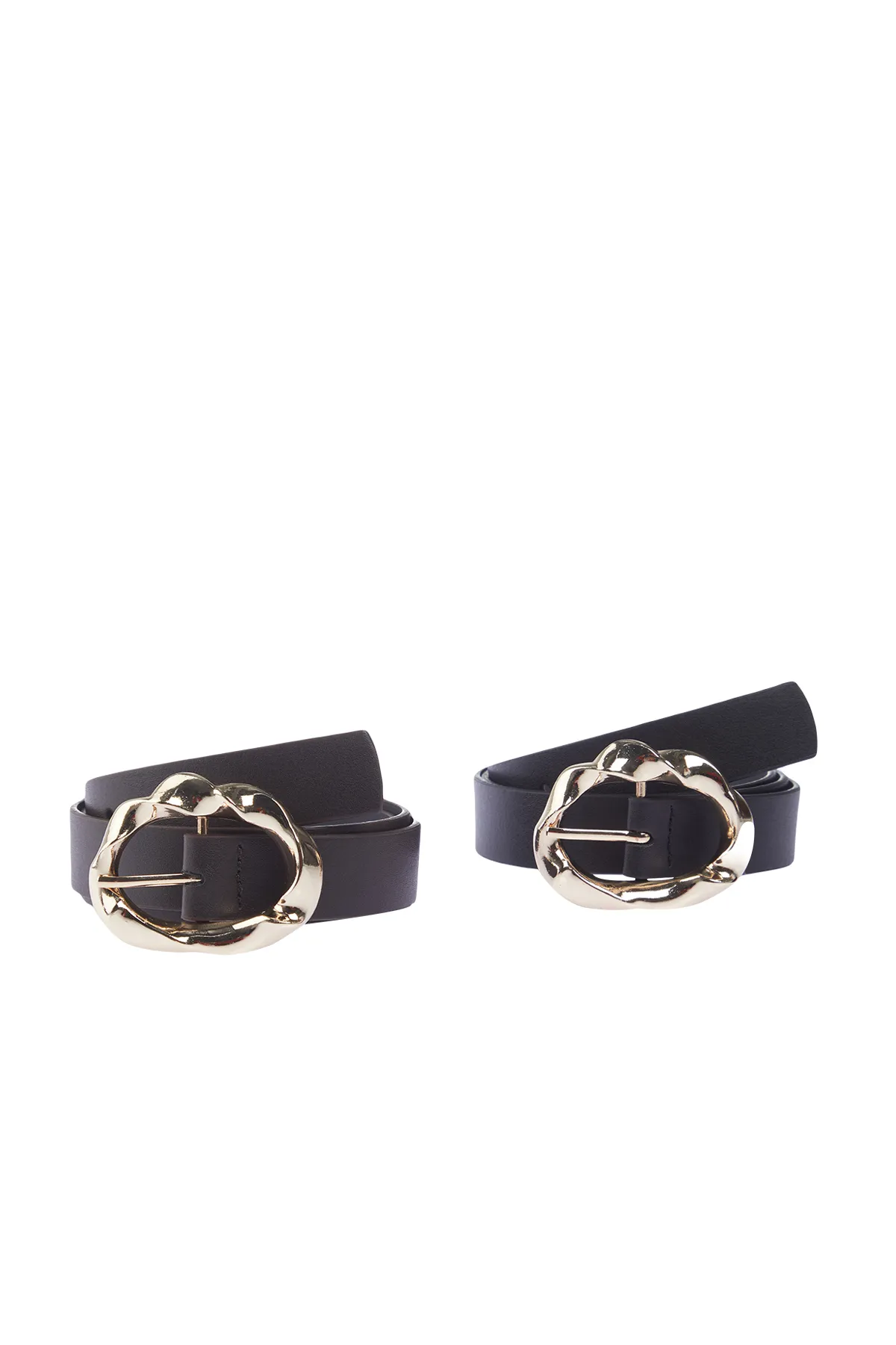 Trendyol Collection  Schwarz-Brauner 2er-Pack Damengürtel mit Schnalle TWOSS24KE00004