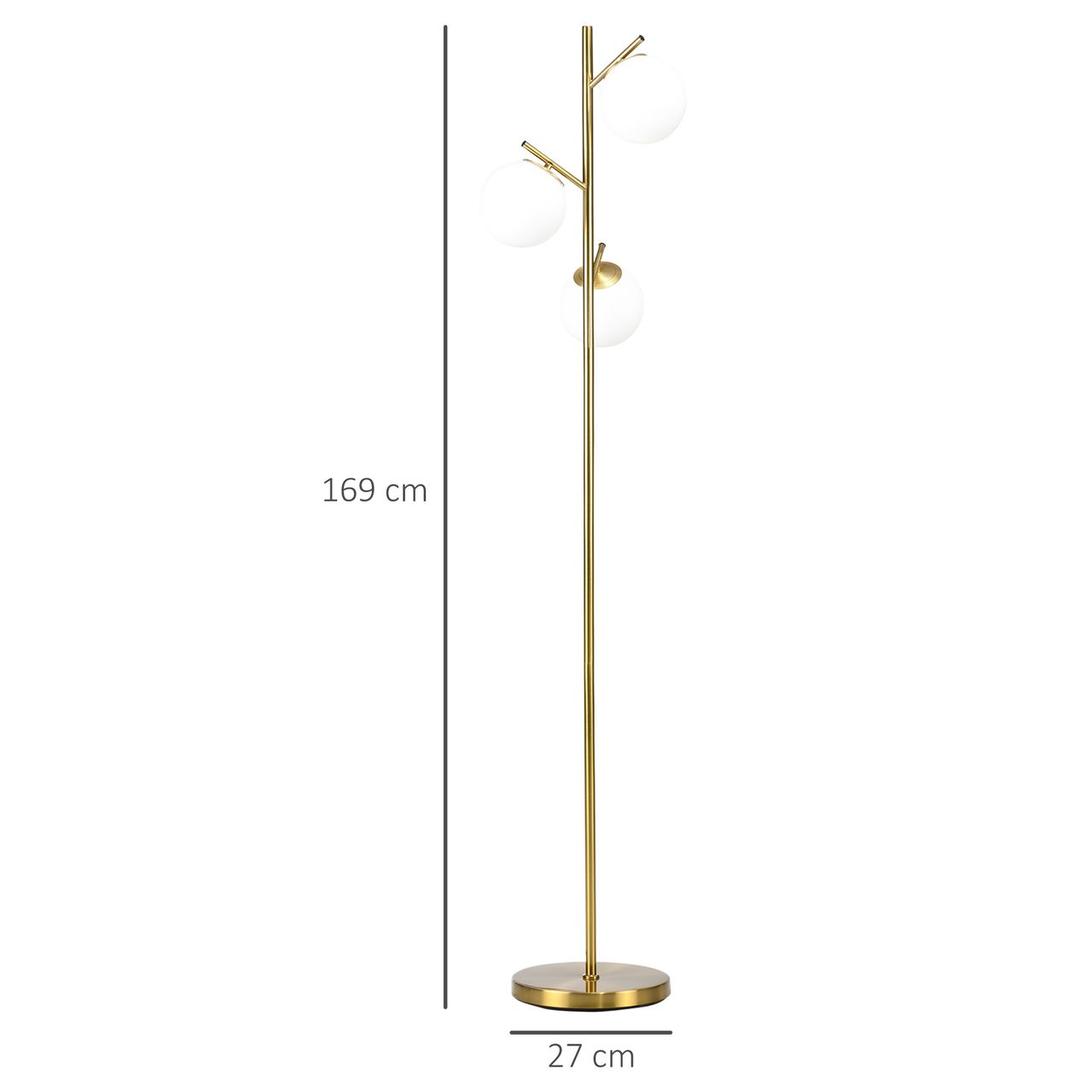 HOMCOM Stehleuchte, Stehlampe, 40 W Standlampe mit E27 Fassung exkl. Glühbirne