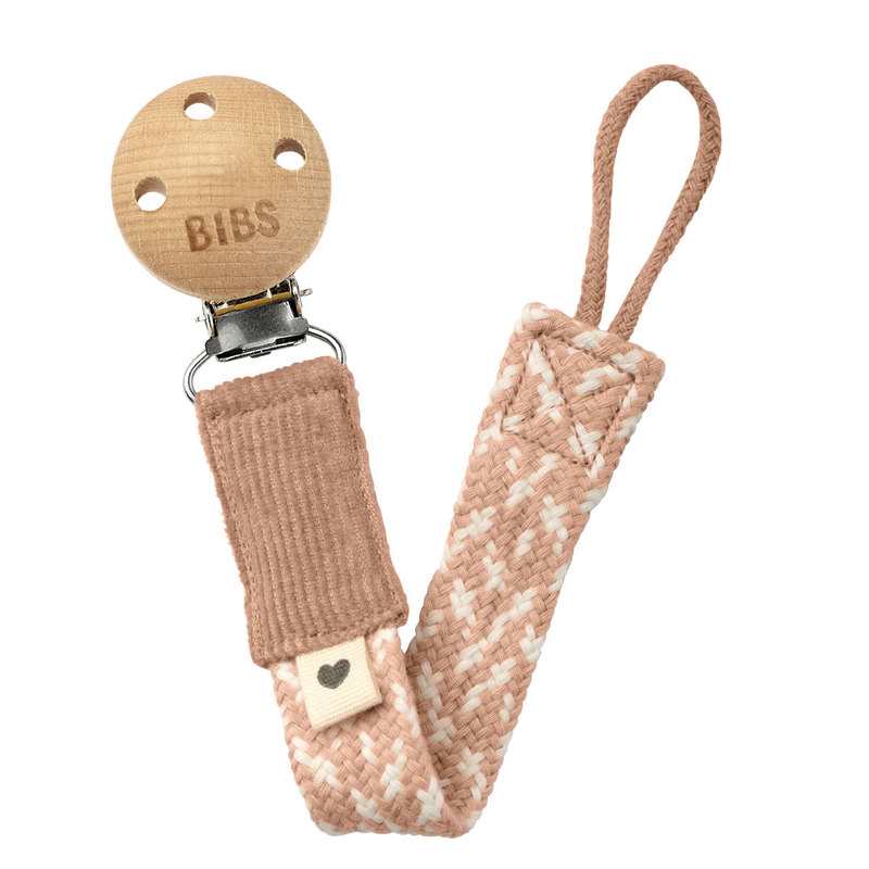 Attache-sucette tressé rose poudré et ivoire BIBS
