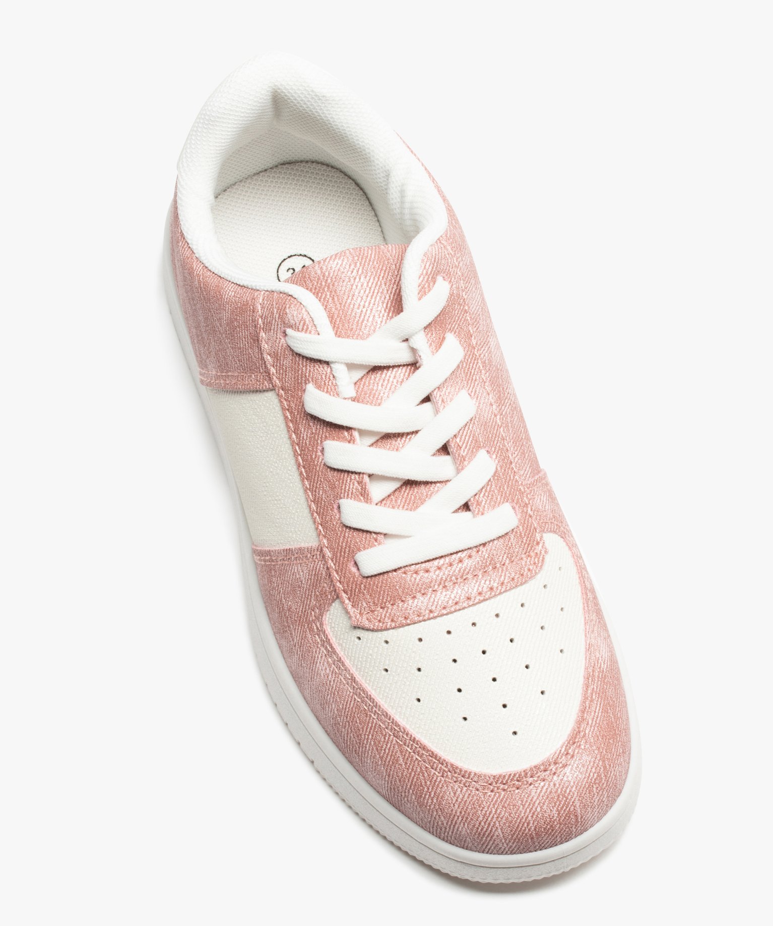 Baskets fille bicolores et scintillantes à lacets rose | GEMO