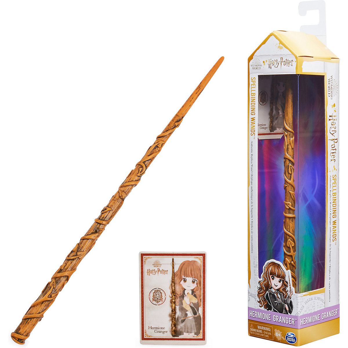 Wizarding World Harry Potter - Authentischer Hermine Granger Zauberstab aus Kunststoff mit Zauberspruch-Karte, ca. 30,5 cm