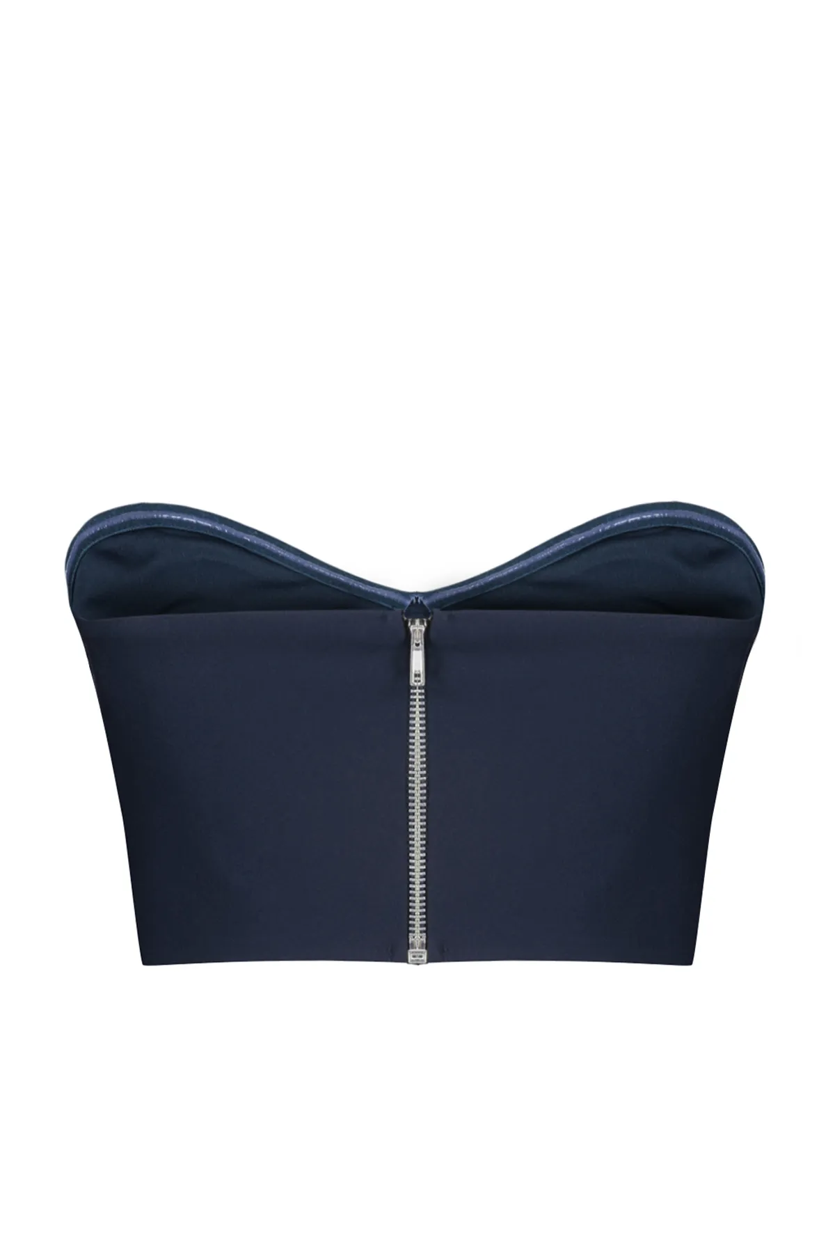 Trendyol Collection  Marineblaue trägerlose Korsett-Crop-Webbluse TWOSS24BZ00347