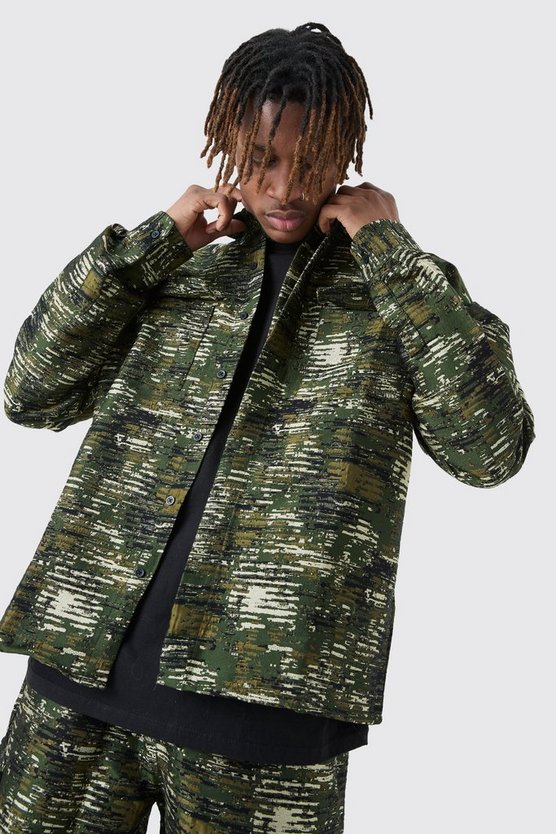 Tall strukturiertes Camouflage Overshirt