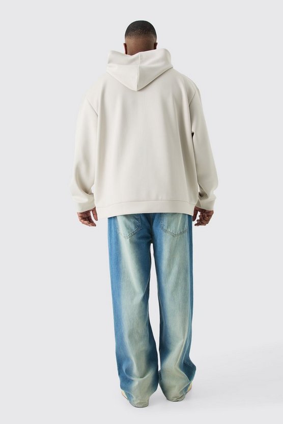 Plus Oversize Scuba Hoodie mit Reißverschluss