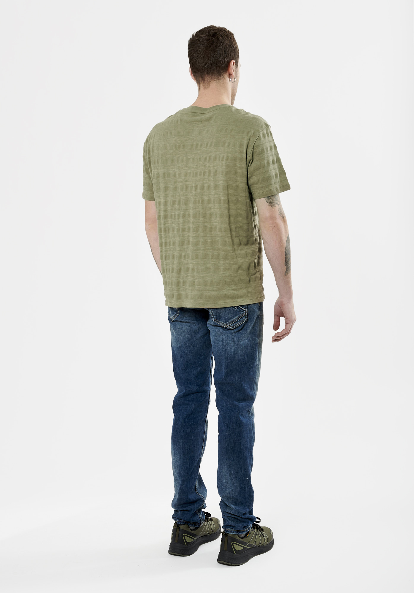 SONNY  T-shirt à rayures kaki Homme en 100% coton
