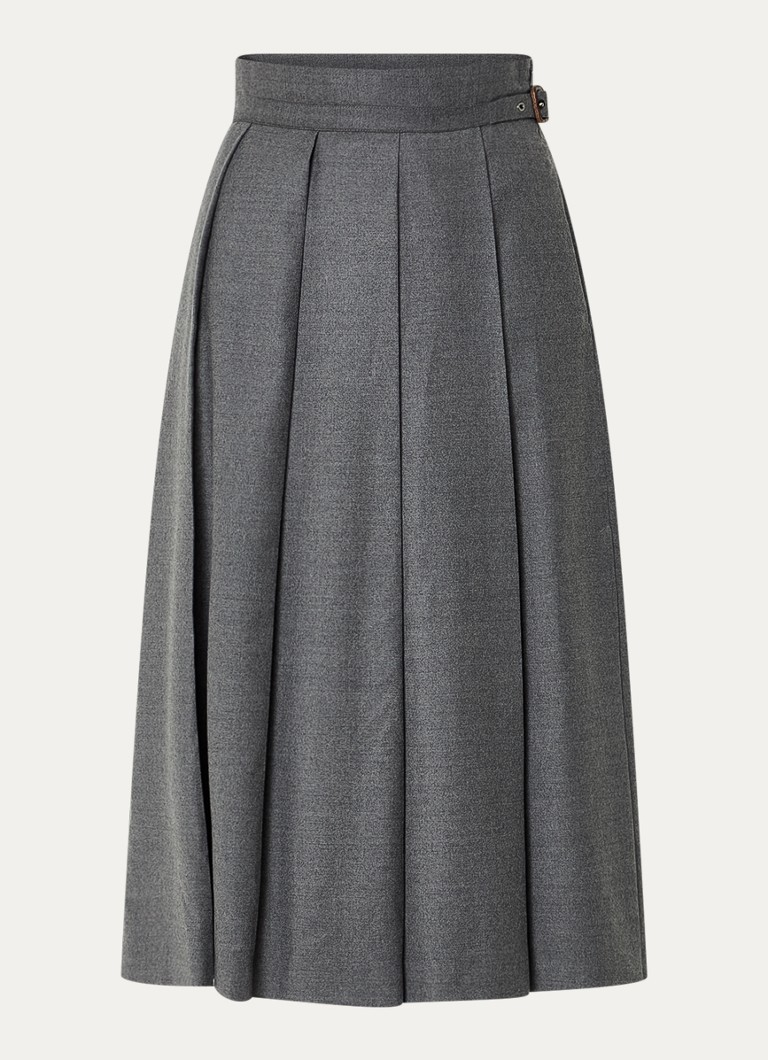 Fustă midi MaxMara din lână virgină palid cu detalii plisate