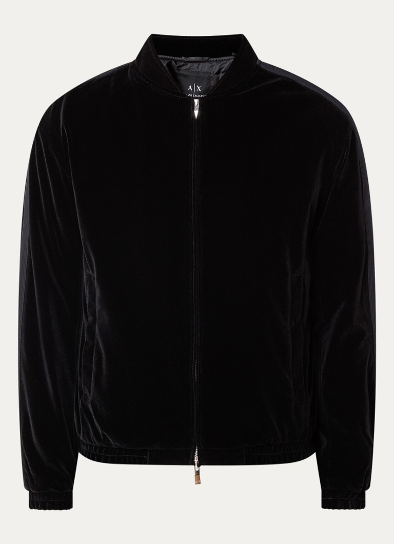 Jachetă bomber din catifea Armani Exchange, cu buzunare laterale.