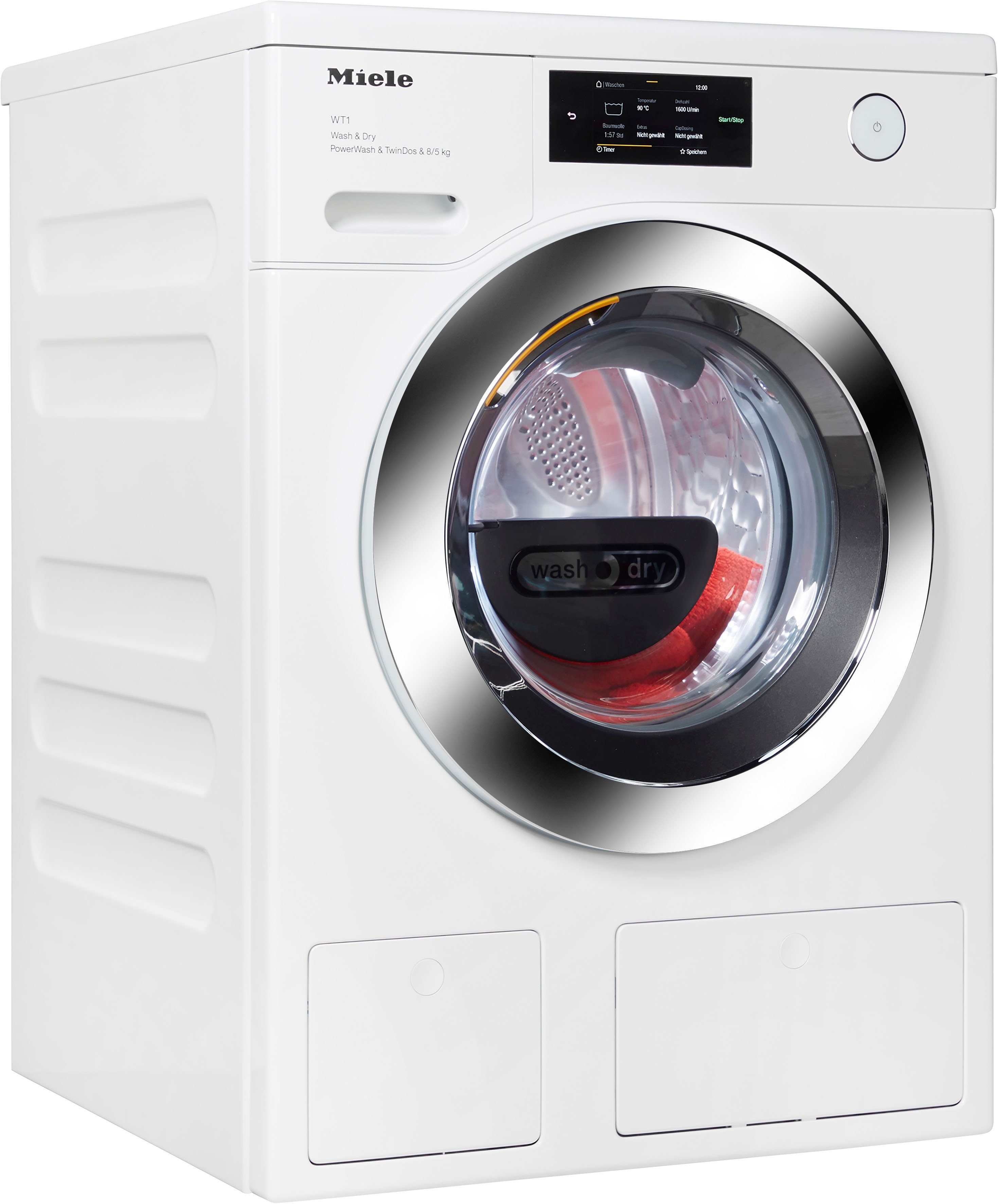 Miele Waschtrockner WTR860WPM D LW PWash&TDos 8/5 Kg, 8 kg, 5 kg, 1600 U/min, unterbaufähig, QuickPower für schnelles Waschen und Trocknen