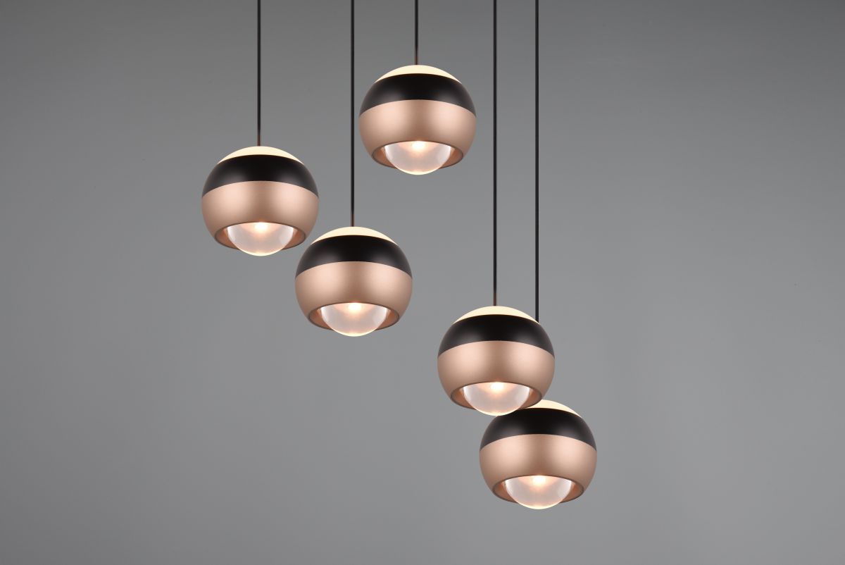 TRIO 5-flg runde LED Pendelleuchte Orbit-S Schwarz