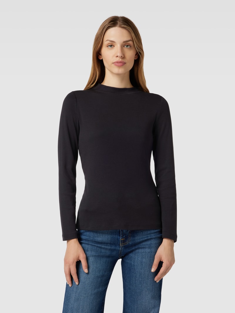 Longsleeve mit geripptem Rundhalsausschnitt in schwarz