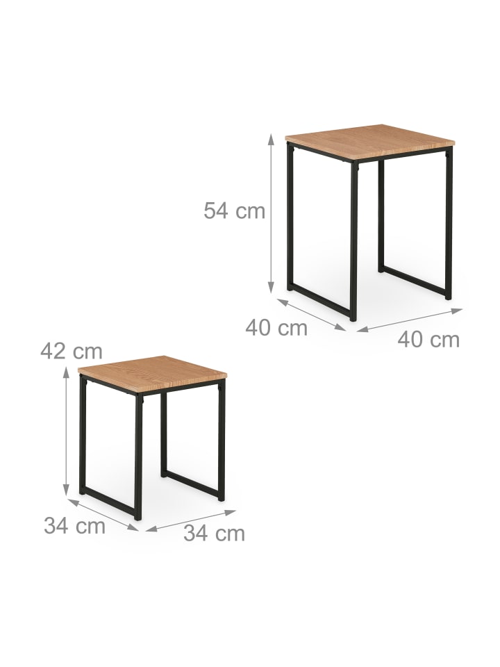 relaxdays 2 x Beistelltisch in Hellbraun/ Schwarz günstig kaufen onesize