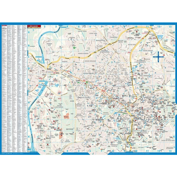 Jerusalem 1 : 8 000 - Straßenkarte