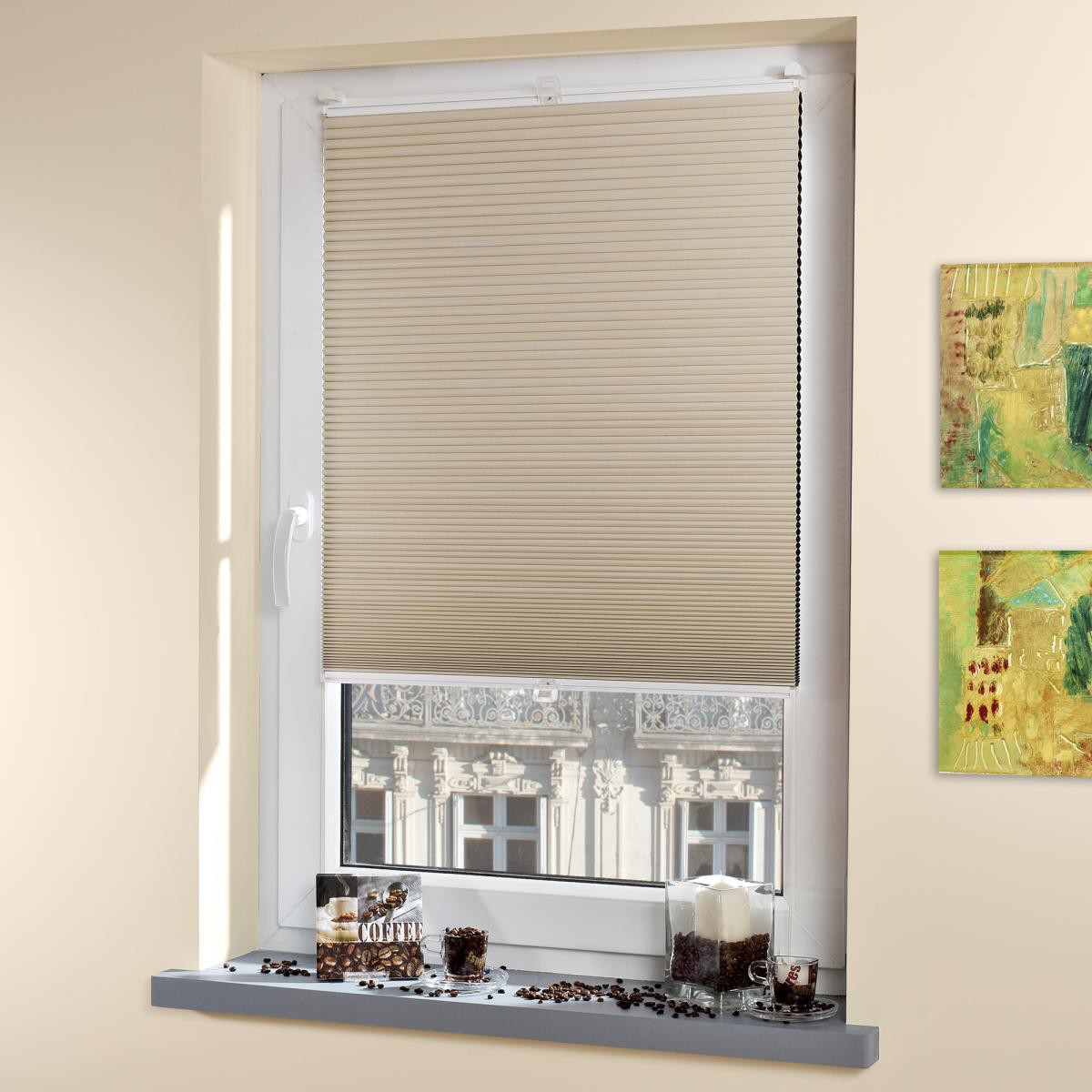 Bella Casa Klemmfix Thermo-Plissee verspannt, Verdunklung, 100 x 130 cm (Breite x Höhe), ecru